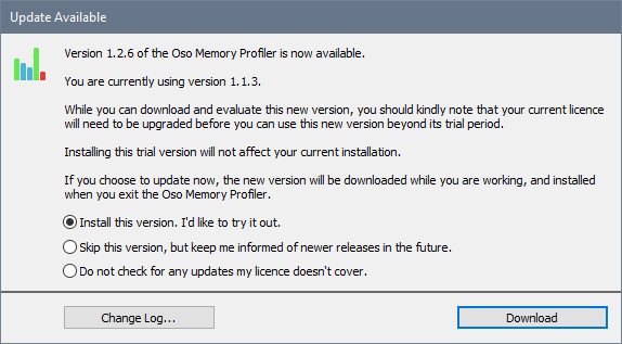The unsupported upgrade dialog box.