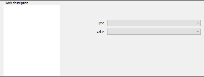 The Block Description Filter settings panel.