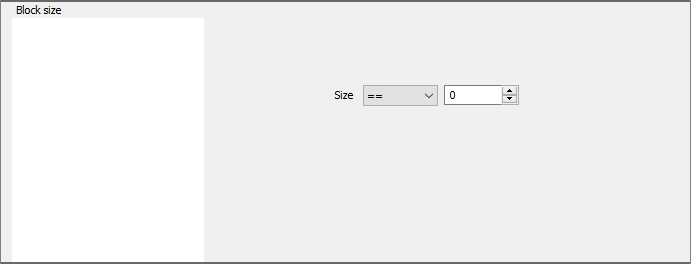 The Block Size Filter settings panel.