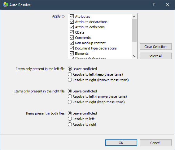 The Conflict Resolution Dialog for two way operations.