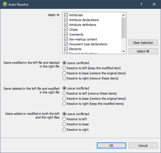 The Conflict Resolution Dialog for three way operations.