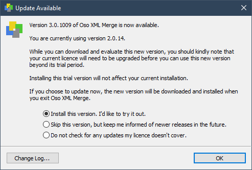 The unsupported upgrade dialog box.